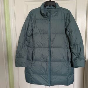 J. Jill Teal Quilted Down Puffer Jacket Coat Size Medium